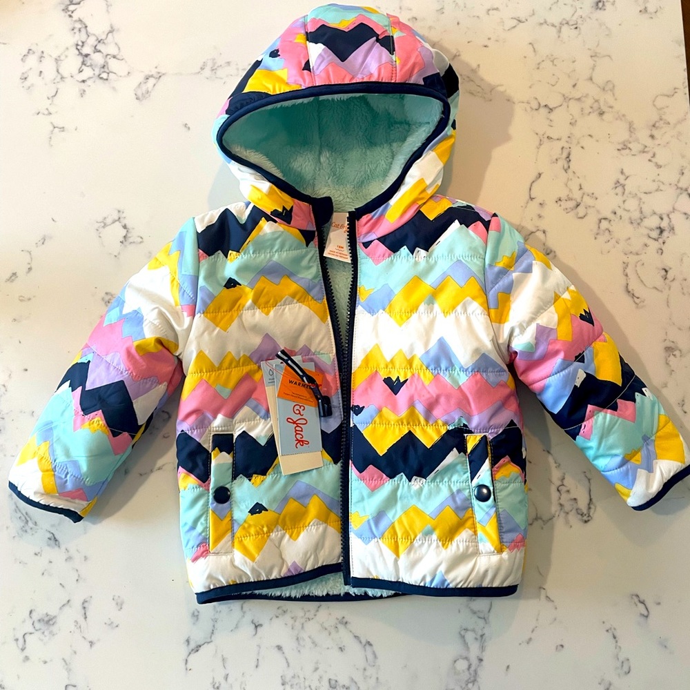 NWT 18m girls cat and Jack winter reversible jacket (broken zipper)